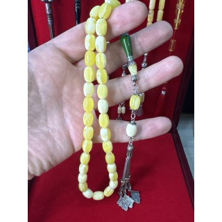 nakkaş-imame-sıkma-kehribar-tesbih-tespih-alpaka-püsküllü-püskül-limoni-sarı-osmanlı-benzetme-beyrut-damla