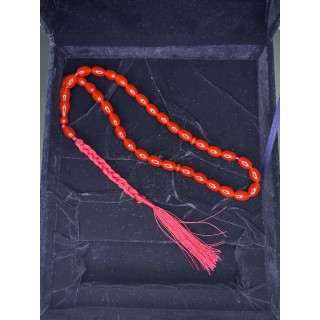 tasarım-örgü-püskül-tesbih-osmanlı-benzetme-kırmızı-sıkma-kehribar