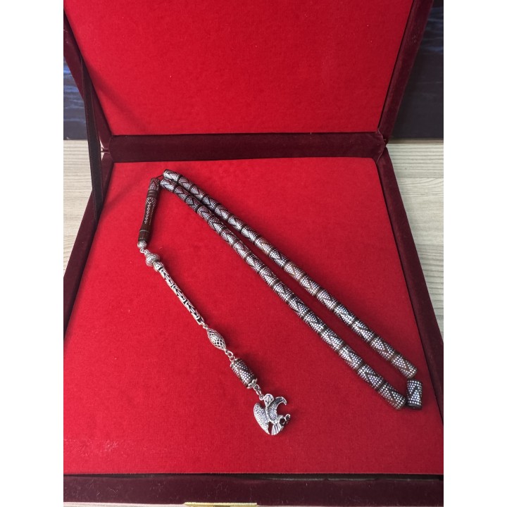 gümüş-çakım-piramit-kuka-püskül-tasbih-çakımlı-püsküllü