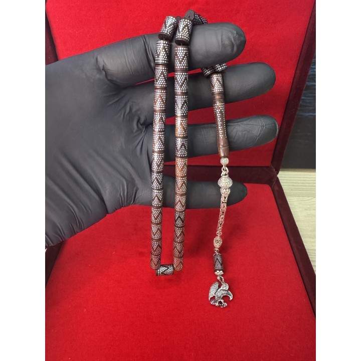 gümüş-çakım-piramit-kuka-püskül-tasbih-çakımlı-püsküllü