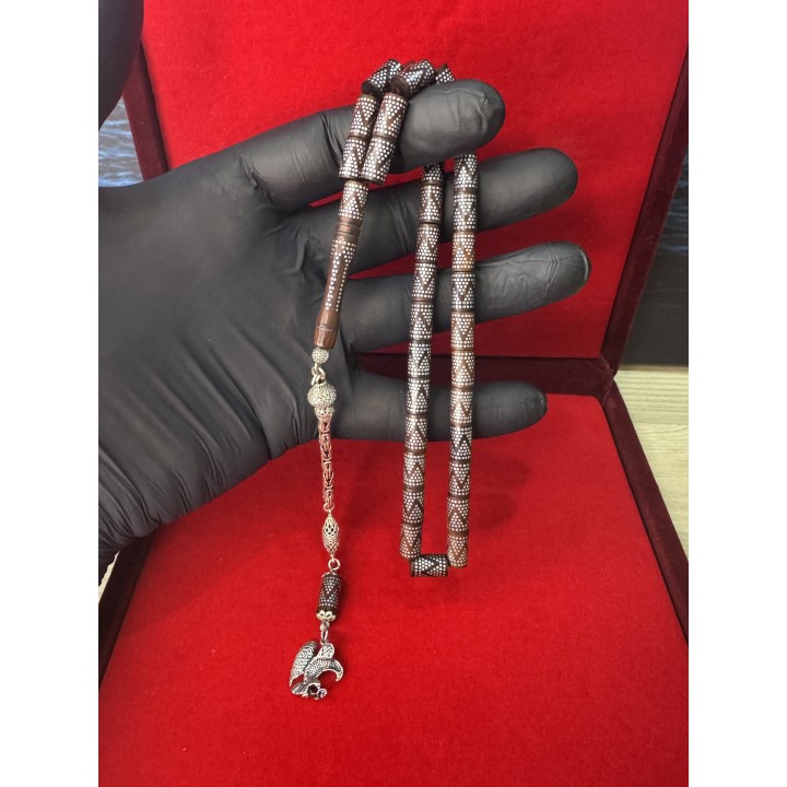 gümüş-çakım-piramit-kuka-püskül-tasbih-çakımlı-püsküllü