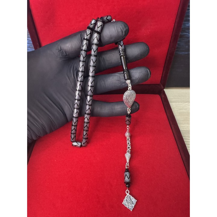 gümüş-çakım-piramit-kuka-püskül-tasbih-çakımlı-püsküllü-ateş-kehribar