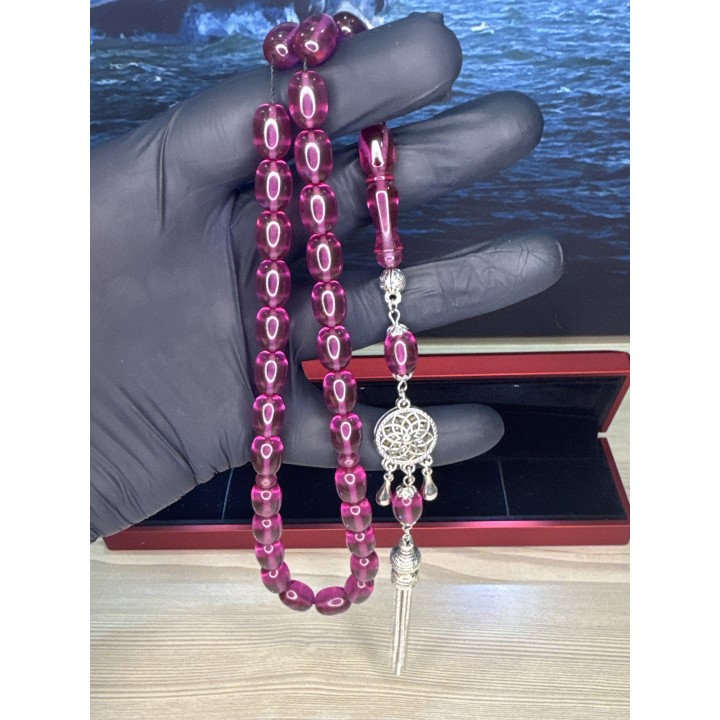 tasarım-tespih-alpaka-sıkma-püskül-tesbih-altın-rodaj-portakal-hamur-lacivert-sikke-usta-imzalı-aykırı-renk-pembe